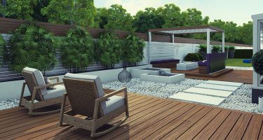 décoration terrasse clôture mineral bois mobilier pas japonais pergola bassin
